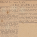 Ernie Pyle Donates Dog Tag
